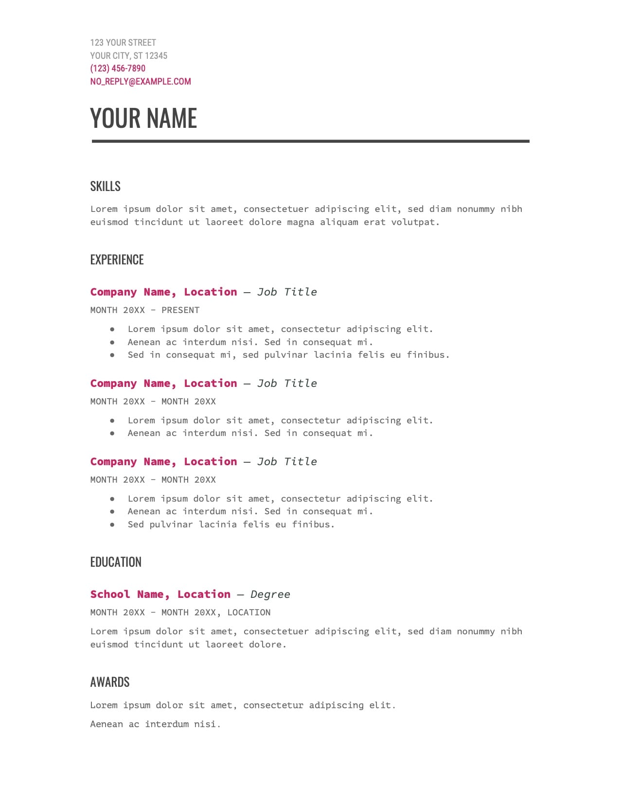 Free CV Templates For Word Download Now