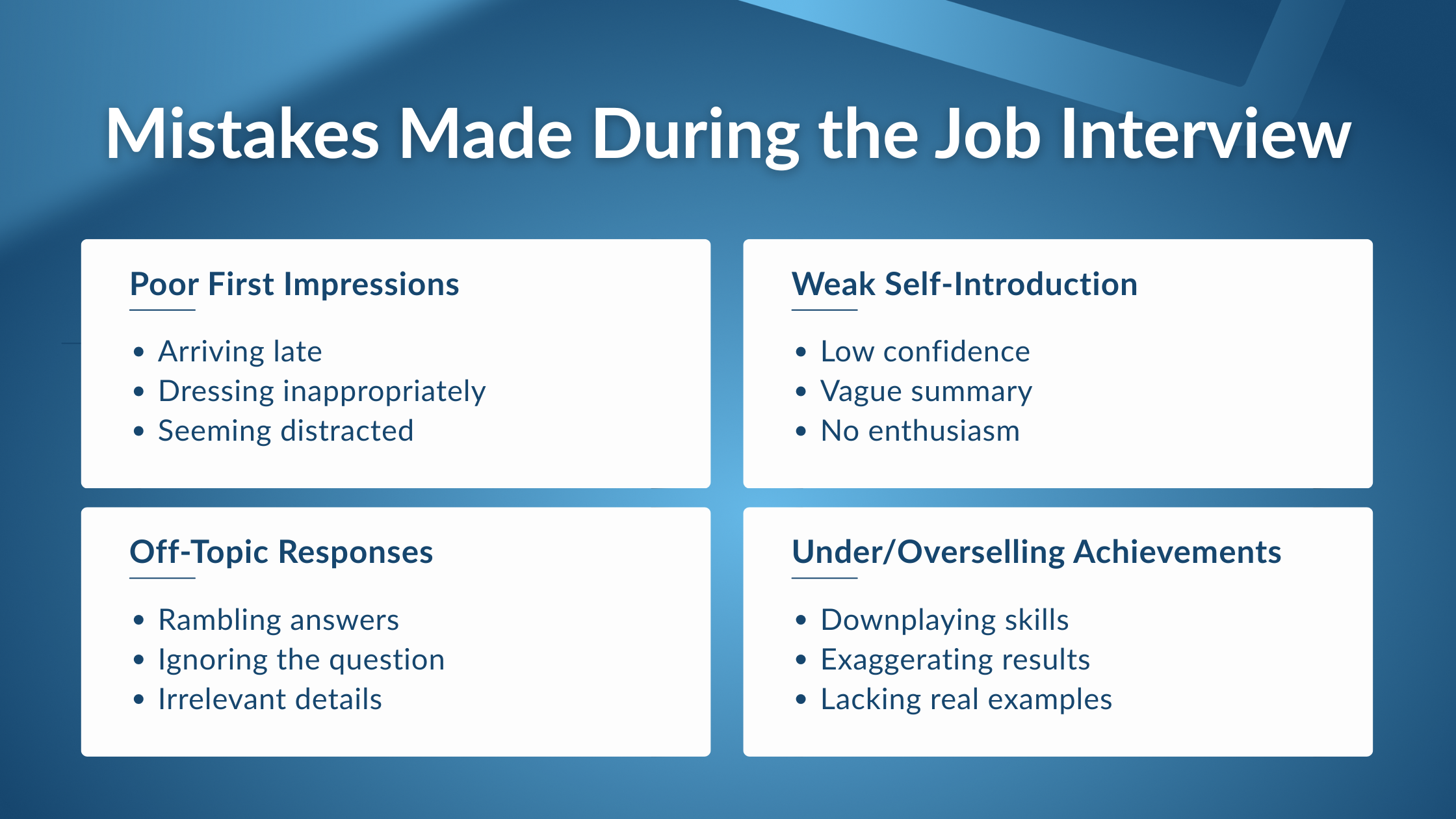 Mistakes Made during the Job Interview